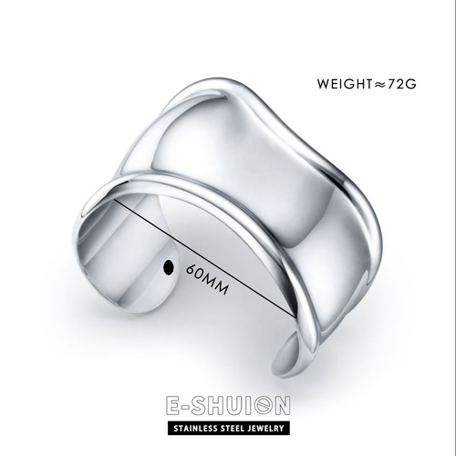 T home open bracelet heavy industry light luxury design wide edge simple wavy titanium steel plated 18k geometric high-end classic retro