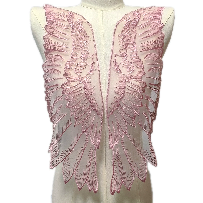 Embroidered Wing Lace Applique (Euogen), Water-Soluble Net Base, DIY Feathers — Multi Colors