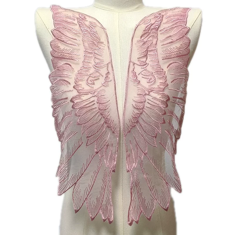 Embroidered Wing Lace Applique (Euogen), Water-Soluble Net Base, DIY Feathers — Multi Colors