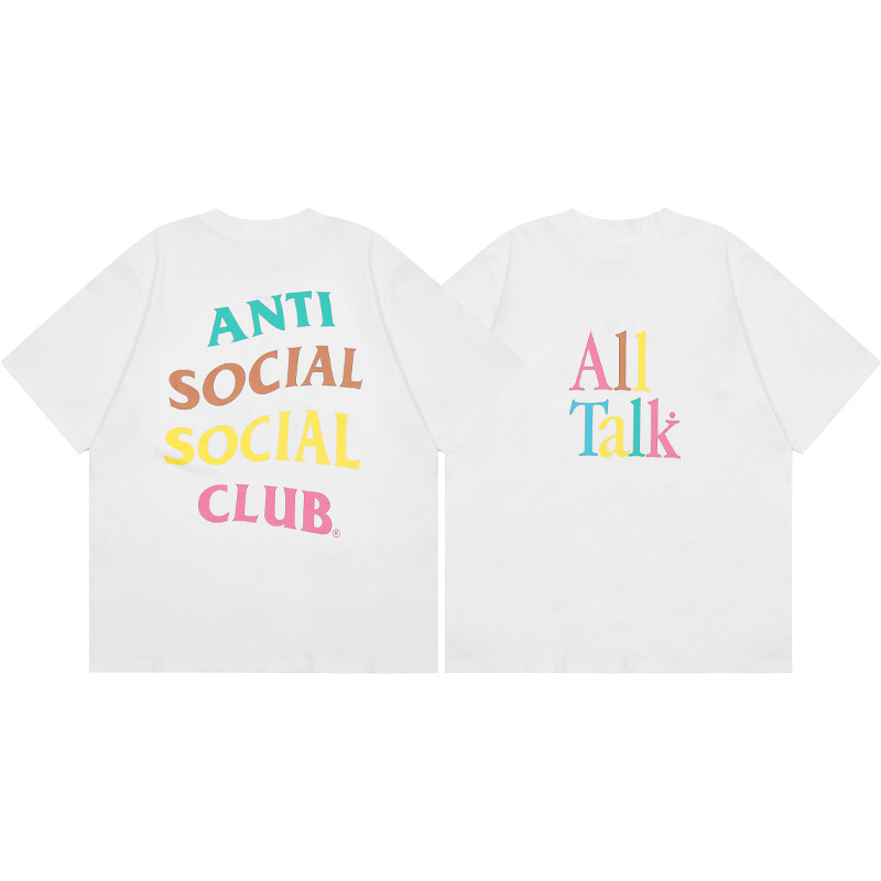 Diferencia de moneda del mercado ASSC CLUB fujiwaro Lightning serie impresa camiseta suelta de manga corta para hombres y mujeres