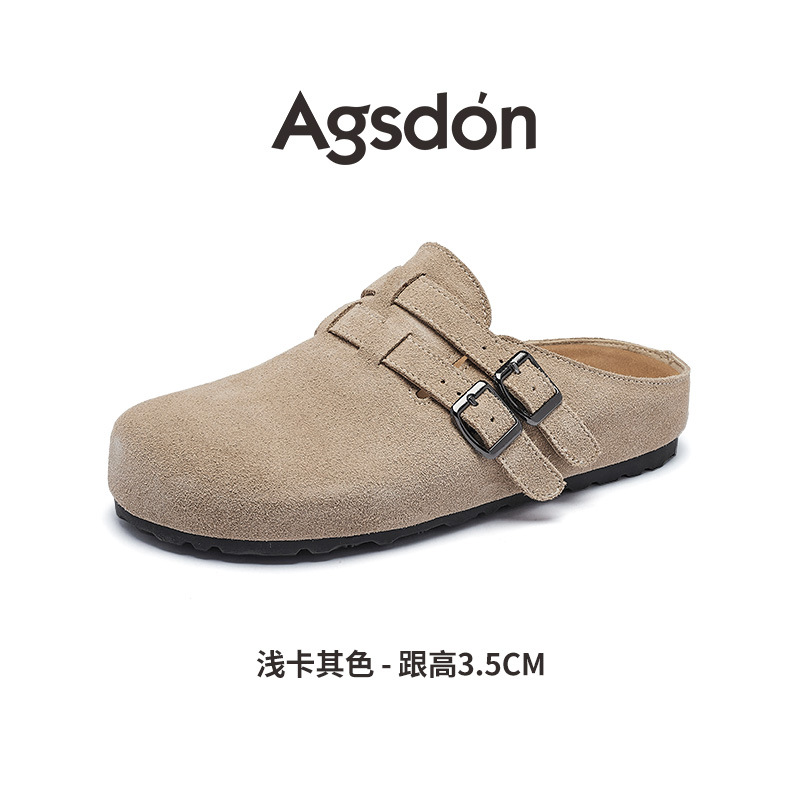 Augu Shi Deng grueso Bocken zapatos de mujer 2025 nuevo estilo de primavera con una base suave Bocken zapatillas de cabeza de un pie