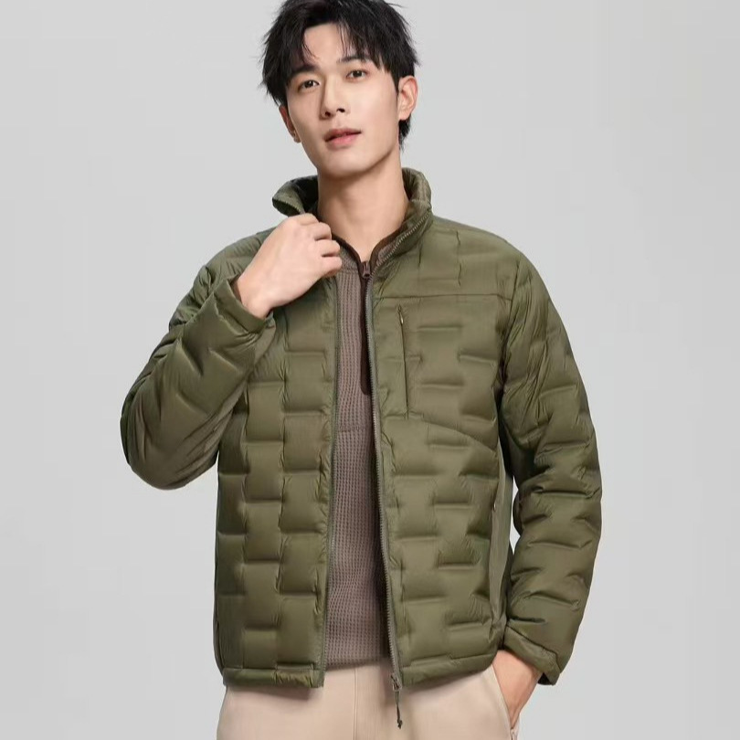 Chaqueta de plumón ligera para hombres 90 vello otoño y invierno nuevo estilo casual versátil ligero de cuello vertical chaleco de calentamiento de goma prensada chaqueta