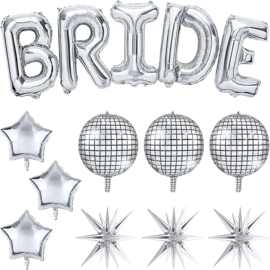 Bride 字母气球disco爆炸星五角星组合气球套餐婚庆派对装饰跨境