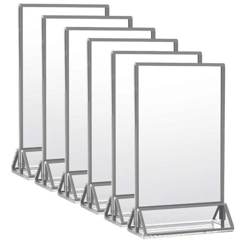 亚克力台卡立牌办公展示牌双面透明丝印银餐桌台卡展示牌