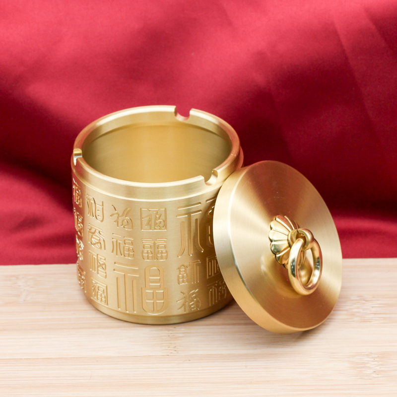 바이푸 재떨이 뚜껑 반 플라이 애쉬 금속 순수 황동 재떨이 자동차 사무실 집 거실 도매