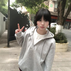 好质量假两件浅灰色加绒连帽卫衣女2025秋冬新款韩系简约色上衣潮