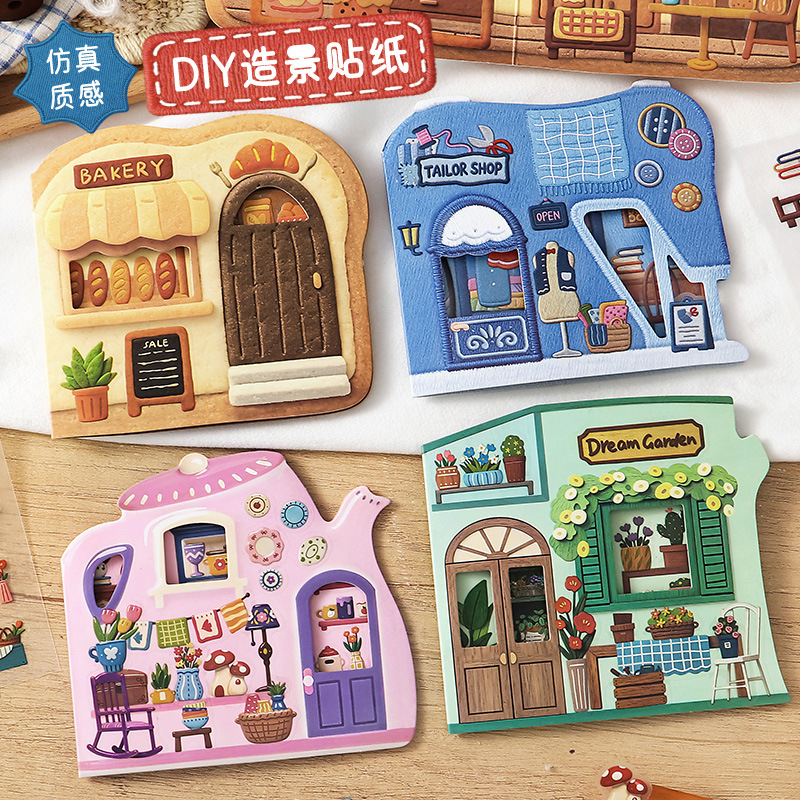 The Wonderful Little Workshop of the Letter Lover: Fun Collage Scenery Stickers, Realistic Miniature 3D House Scene Stickers