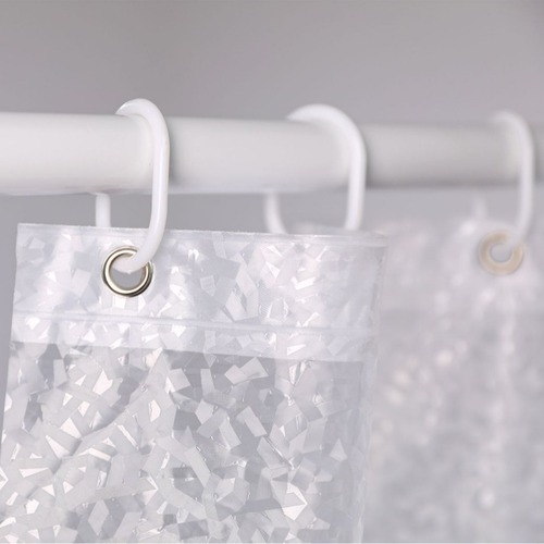 Source Factory 3D Geometry PEVA Shower Curtain Waterproof and Mildew-proof Bathroom No-Punch Partition Curtain