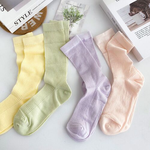 Summer Thin Pile Socks New Anti-pilling Candy Color Women's Socks Japanese Cotton Socks Mesh Breathable Mid-Tube Socks for Women