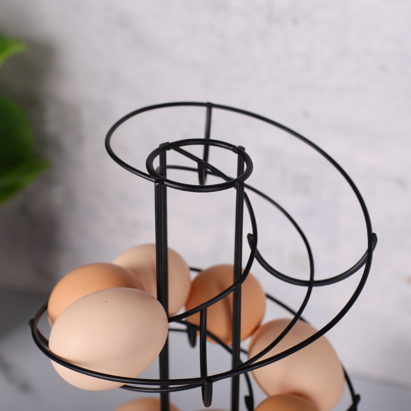 Estante de huevos de paso alto al por mayor transfronterizo tipo espiral huevos colgantes portátiles de cocina estante de almacenamiento multipropósito