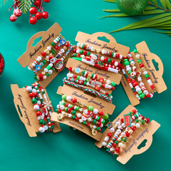クリスマスセットブレスレットクリエイティブカラーアクリルサンタクロース雪花弾力ビーズブレスレットクリスマスセット