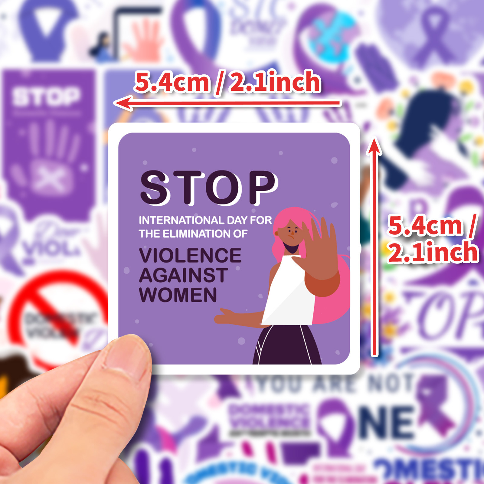 (2개) 가정폭력 중단 스티커 50장 판매 국경을 넘은 새로운 보라색 옹호자 폭력 영어 짧은 문장 방수 스티커