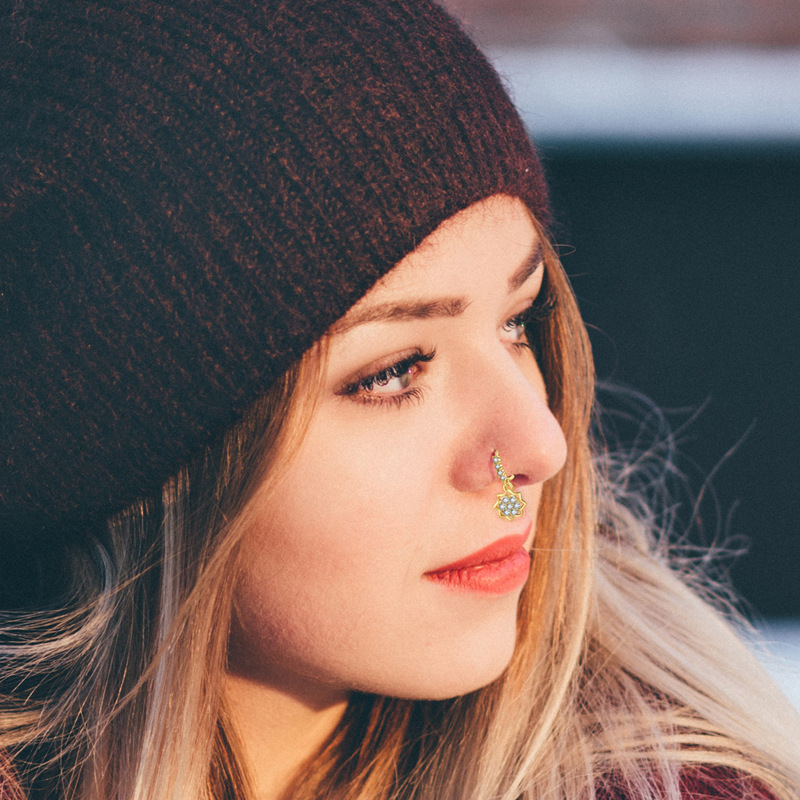 Heart Zircon Nose Stud Piercing Ring Elegant Micro Inlaid Jewelry_voghion.com