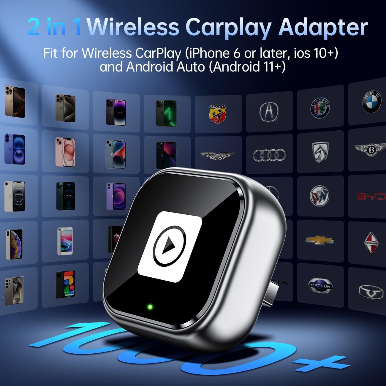 Wireless Carplay Adapter Compatible with Android Auto Wireless Connection Car Adapter, Stable and Fast