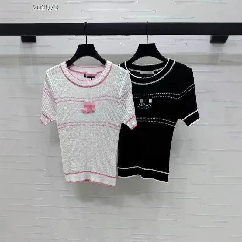 Вязаный шёлковый джемпер женский, в стиле Chanel, круглый вырез, короткий рукав, весна‑лето, S–L