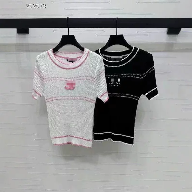 Вязаный шёлковый джемпер женский, в стиле Chanel, круглый вырез, короткий рукав, весна‑лето, S–L