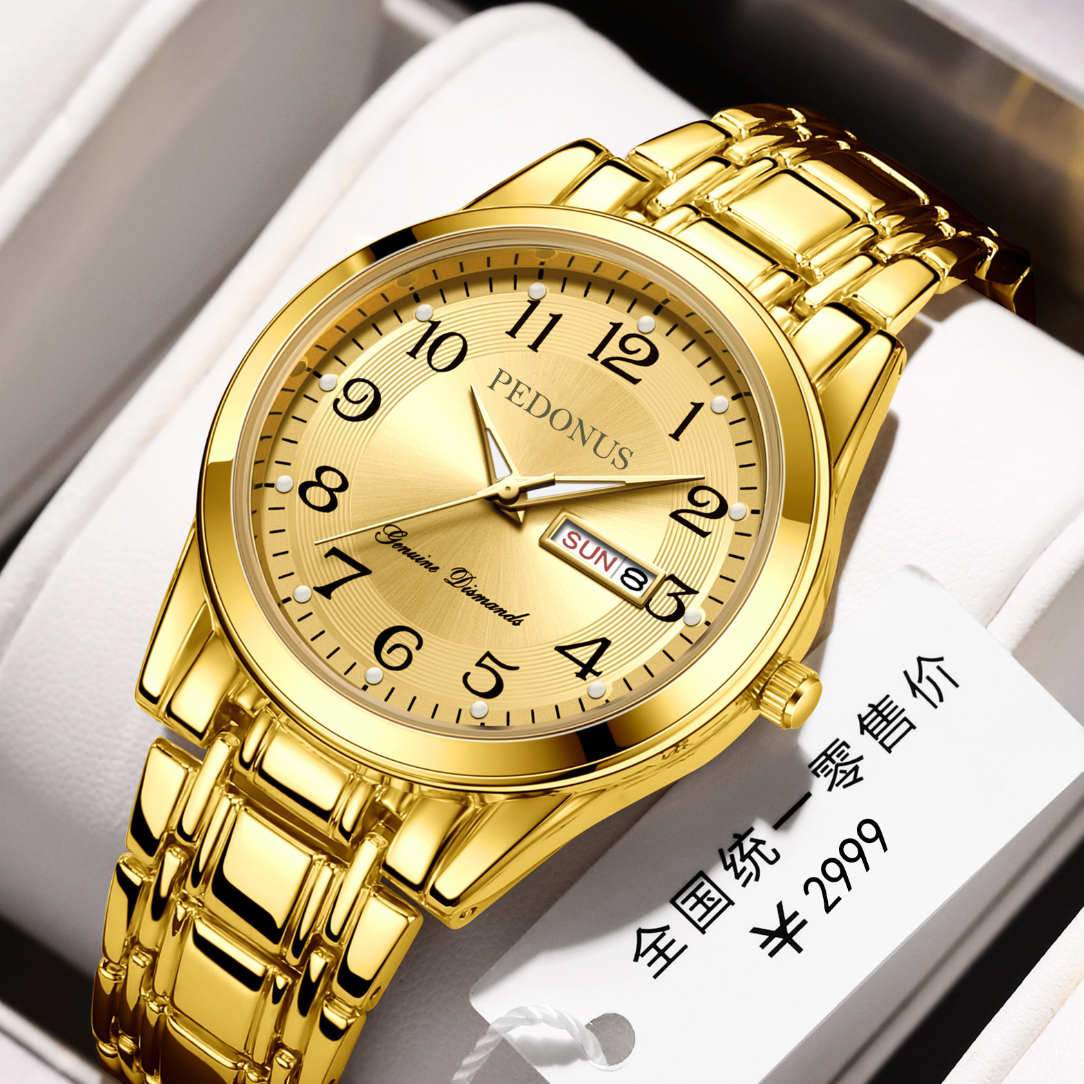 Luminous Couple Waterproof Quartz Watch Fully Automatic Movement Luminous Waterproof Calendar Watch Men's Large Digital Elderly Watch