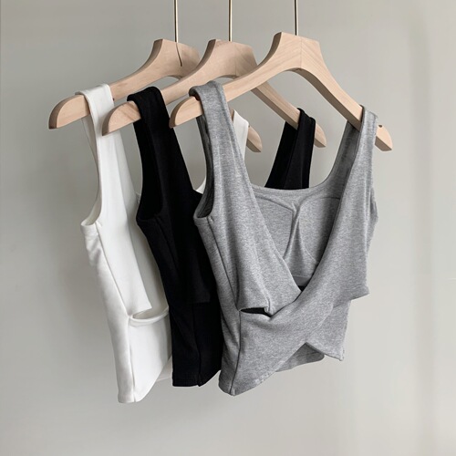 Kaka's same style sexy cross straps, chest pad camisole, slim and versatile bottoming outer underwear for women