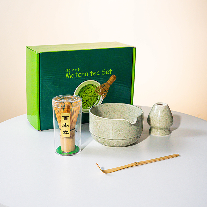 FJT 버섯 입이 있는 직선 그릇 말차색 4개 세트(짙은 녹색 색상 상자)