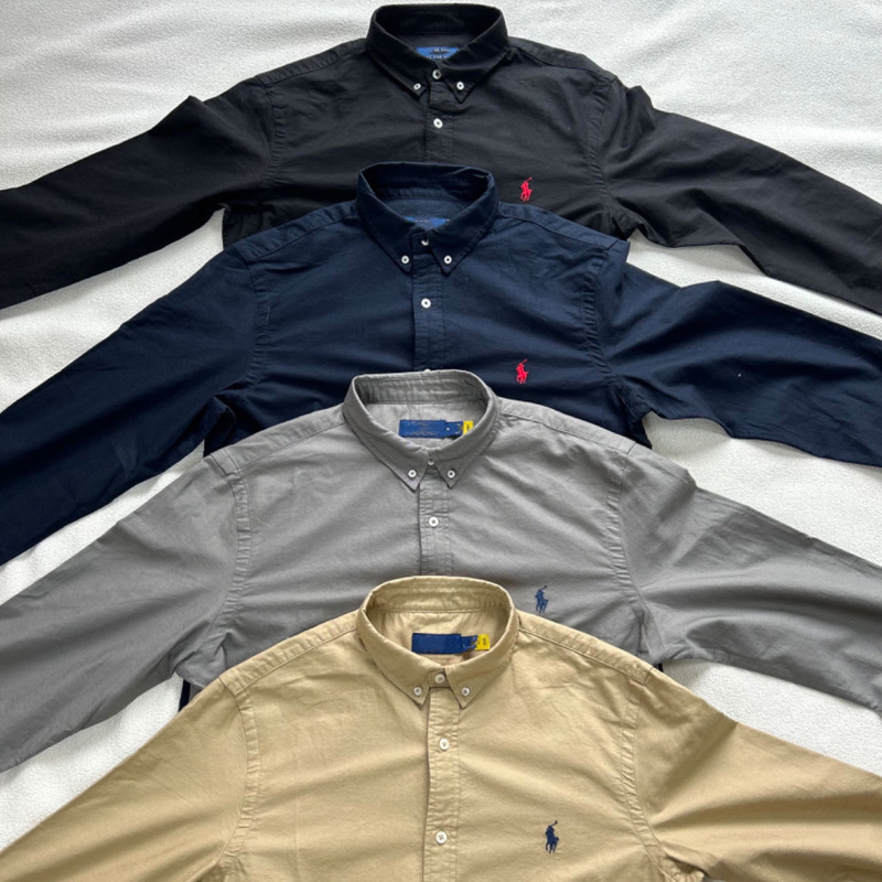 Original Export Can Scan the Qr Code Oxford Cloth Pony Embroider polo Casual American Shirt for Men and Women