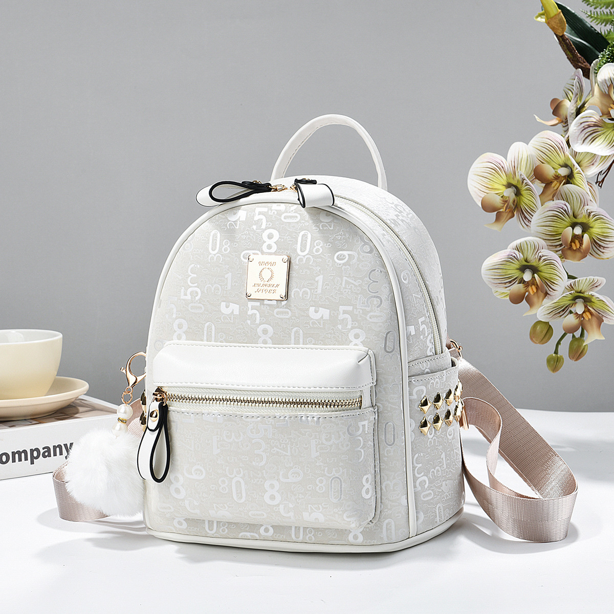 2026 nuevo temperamento retro alfanumérico impresión mochila de lujo mochila de mujer estudiantes bolsas de mujer casuales universales