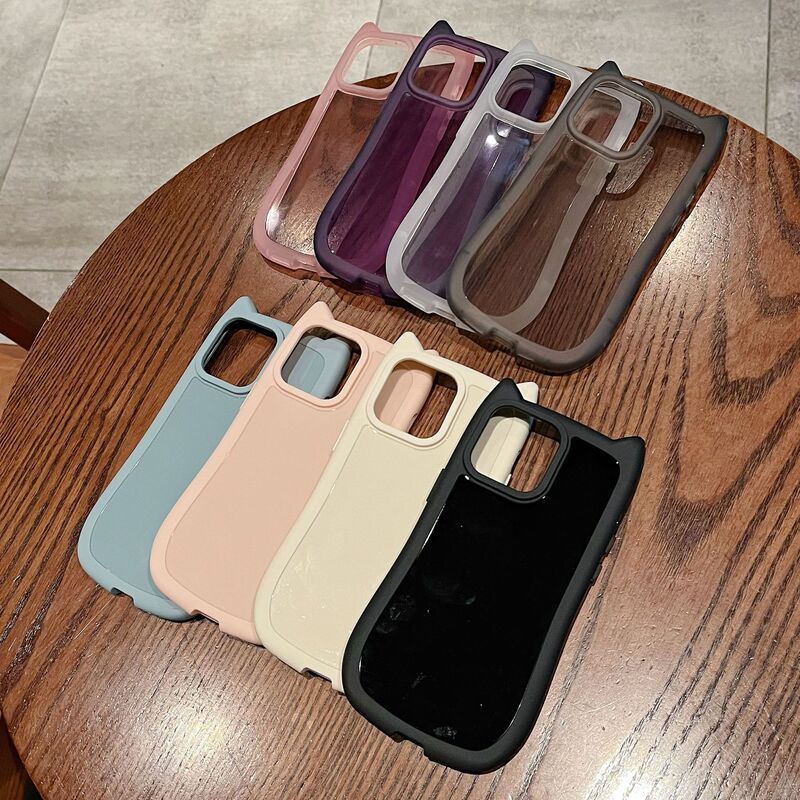 Cat Ears Suitable for Apple 17Pro High-End 14 Transparent Tpu Simple Iphone15Promax Mobile Phone Case for Women
