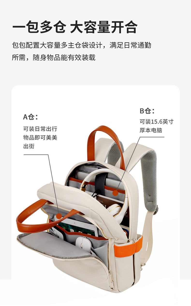 High-end women's backpack, men's Oxford fabric, large-capacity, multi-functional, durable and fashionable business backpack undefined