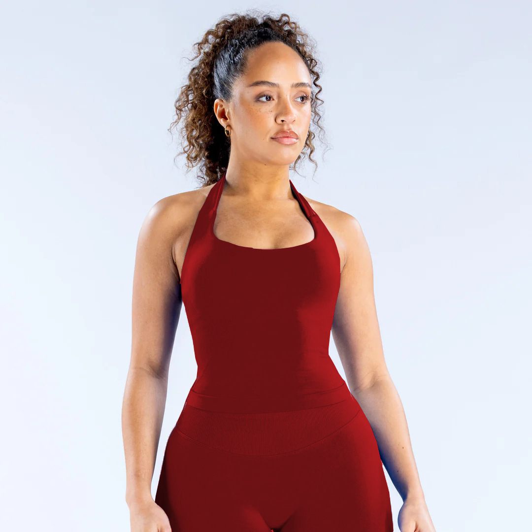 DFYNE Damen Sport-Yoga-Weste mit eckigem Ausschnitt, nahtloses Neckholder-Fitness-Outdoor-Outfit_voghion.com