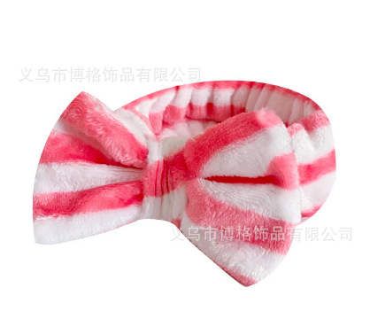 Franela rayas creativas para mujeres lavarse la cara rojo prensar el cabello mariposa cinturón de cabello maquillaje universal simple banda de cabeza