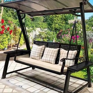 Outdoor Swing Rocking Chair Courtyard Hanging Basket Home Rattan Wrought Iron Trendy Wrought Iron Hanging Chair Balcony Double Outdoor Swing