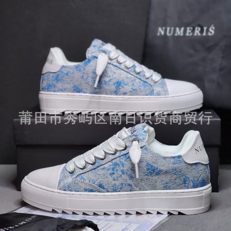 In-Stock Numeris Shoes Sports Casual Shoes with Serrated Anti-Slip Sole, Genuine Guangzhou Denim Ripped Thick-Soled Sneakers
