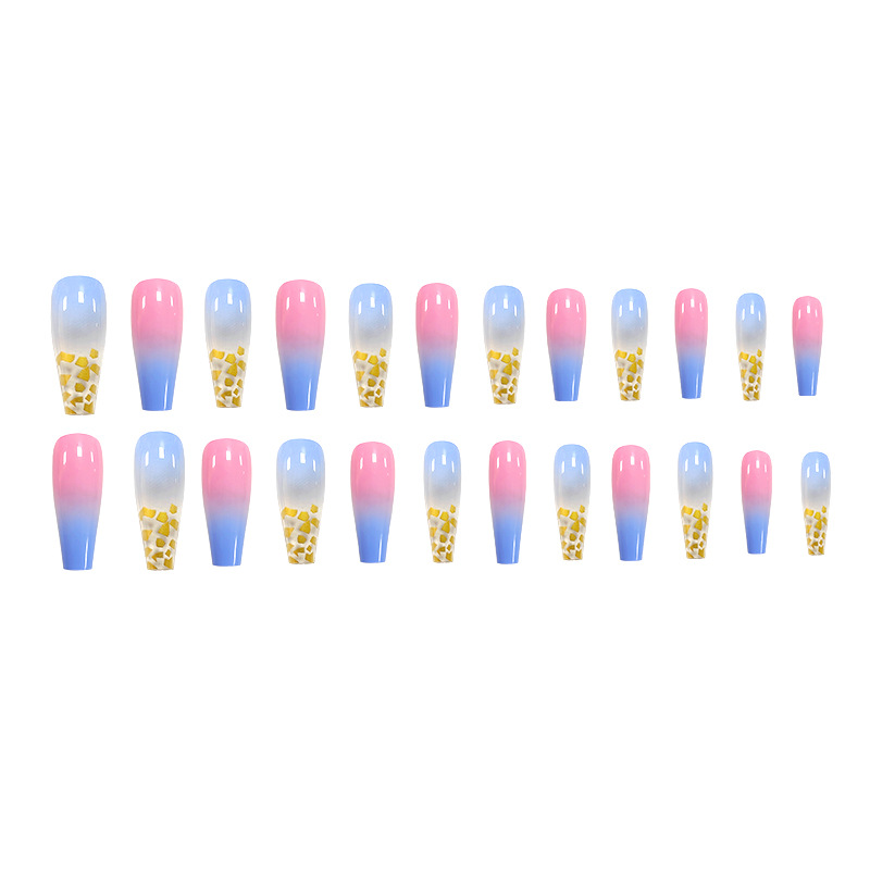 Color rosa azul de oro de lámina de uñas de uñas de venta transfronteriza sueño exquisito 24 piezas de parche de uñas terminadas
