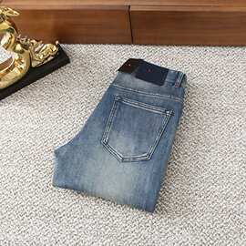 欧货休闲男士长裤 高端潮牌运动百搭弹力修身男款小直筒牛仔裤