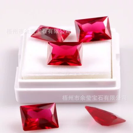 Рубин прямоугольный 5 # красный корунд голый камень Wuzhou искусственный драгоценный камень завод прямые продажи
