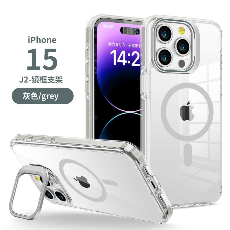Iphone15対応強力マグネット式携帯ケースアップル14promax金属コンタクトレンズフレームホルダー透明ケース|undefined
