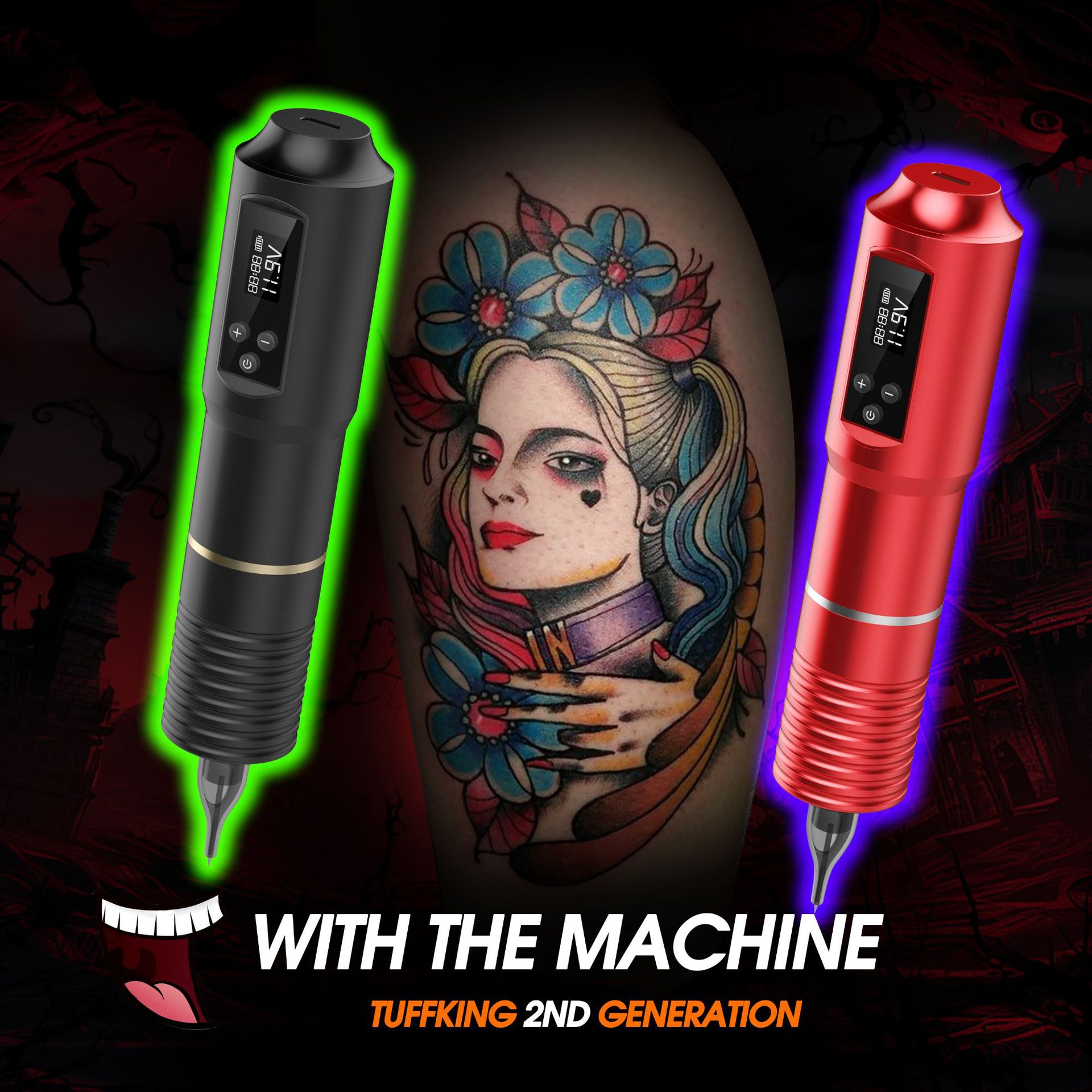 Tuffking tatuaje inalámbrico pluma de batería máquina de tatuaje pantalla digital todo en uno equipo de herramientas de tatuaje profesional