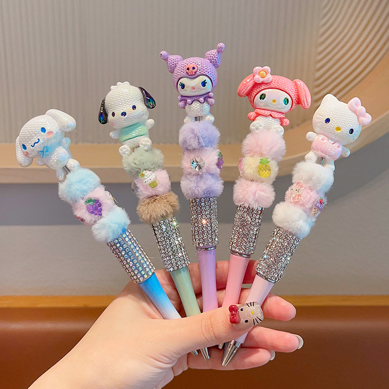 Diamante de peluche para niños bolígrafo neutro flash bolígrafo giratorio bolígrafo de taza encantador princesa bolígrafo de dibujos animados mujer