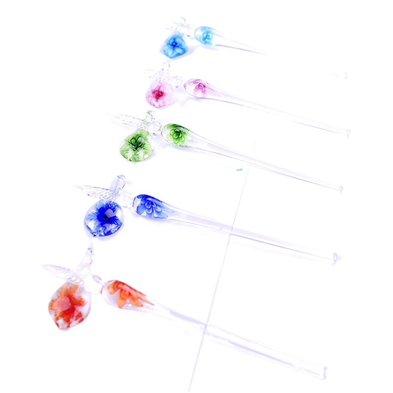 Mano creativa inmersión pluma estudiante papelería inmersión pluma regalo cristal pluma incrustada flor incrustada pluma regalo