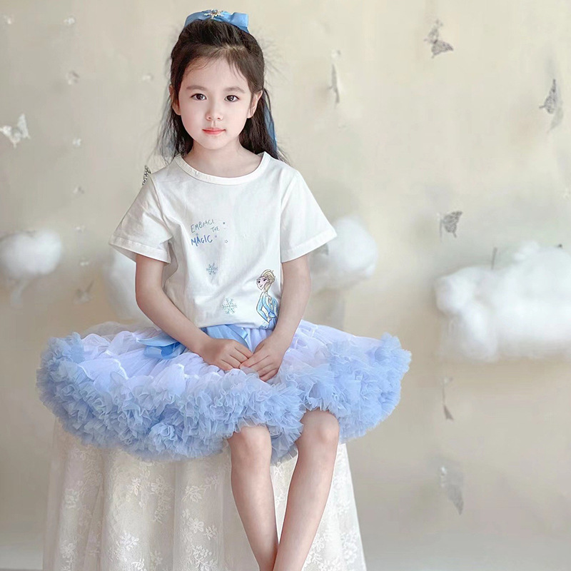 Vestido de princesa Elsa para niñas, vestido de malla para niños, falda abombada de hadas de estilo coreano, algodón, novedad de verano 2025