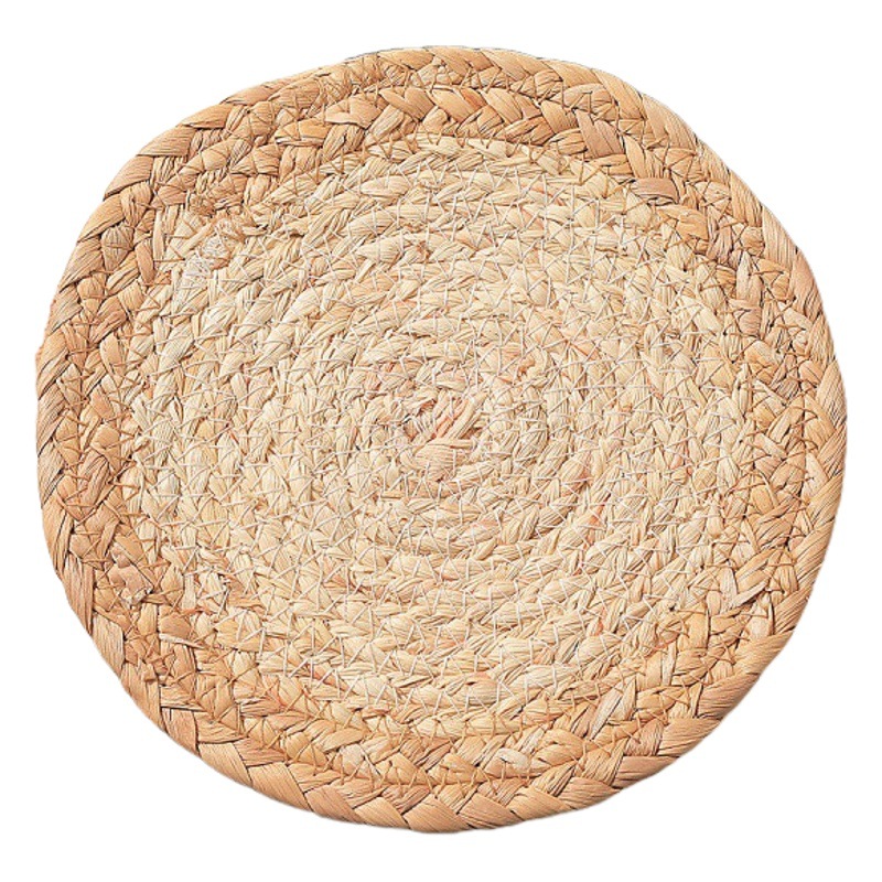 Tapete de paja de maíz estilo japonés, tapete aislante térmico tejido a mano, posavasos y tapete para platos antideslizante para el hogar.