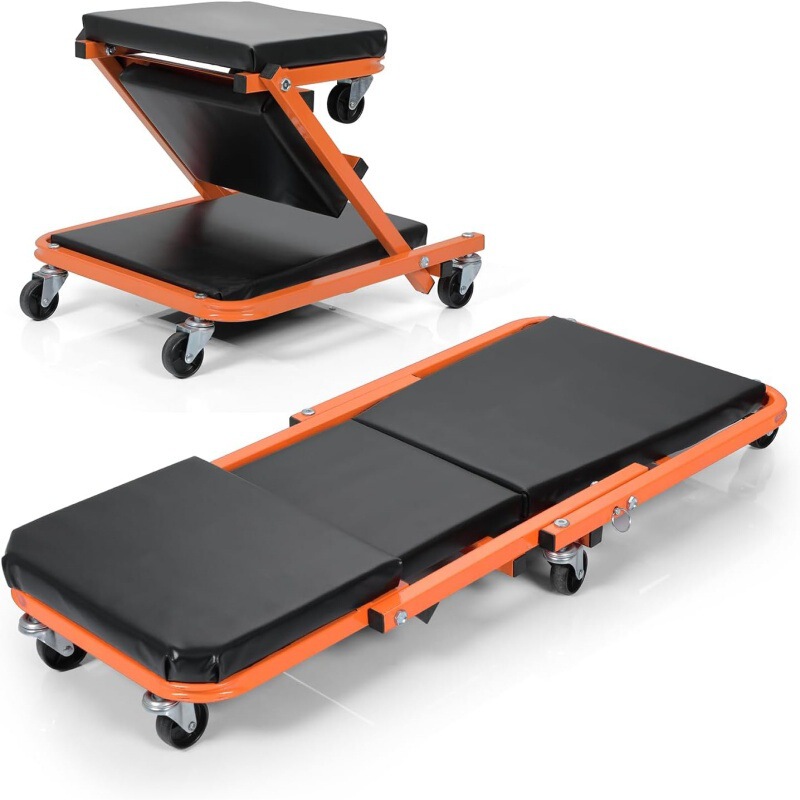 ホットセール新製品厚みのある多機能折りたたみ式両用車修理スツール 36 と 40inch リクライニングボード作業スツール折りたたみ式|undefined