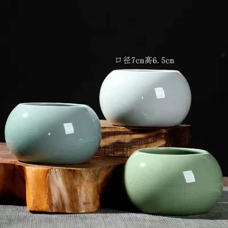 【6个6色】多肉花盆陶瓷创意简约个性小清新流釉阳台多肉花盆|undefined