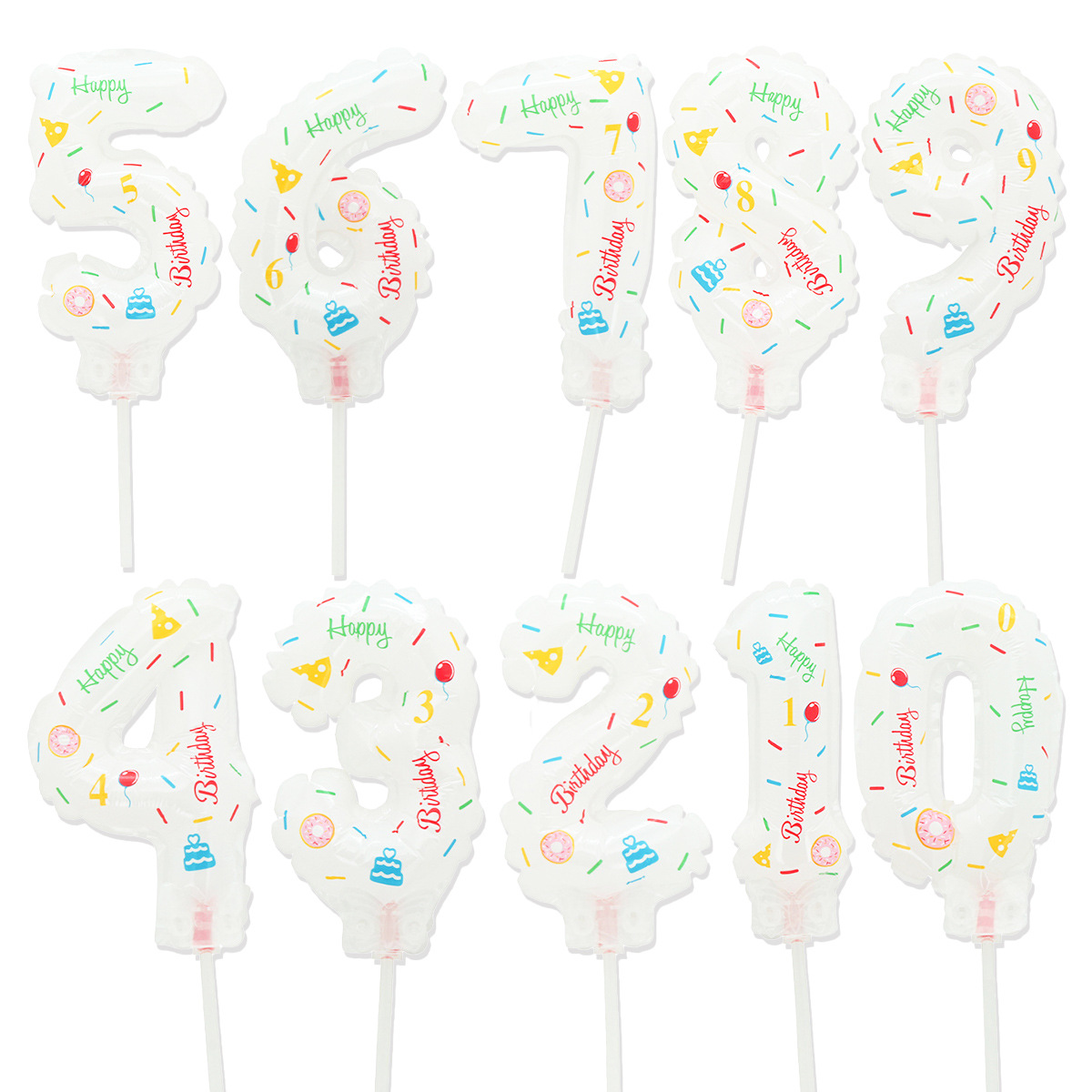 Venta directa de fábrica Mini clip de película de aluminio digital globo pastel decoración de cumpleaños accesorios fotográficos globo vela globo