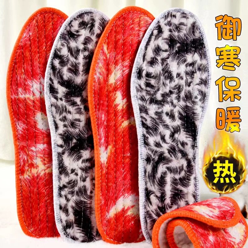Теплые Зимние Стельки с подкладкой из хлопка, красные стельки с хвостом Феникса для мужчин и женщин, стельки с подкладкой на флисовой подкладке, шерстяной войлок оптом
