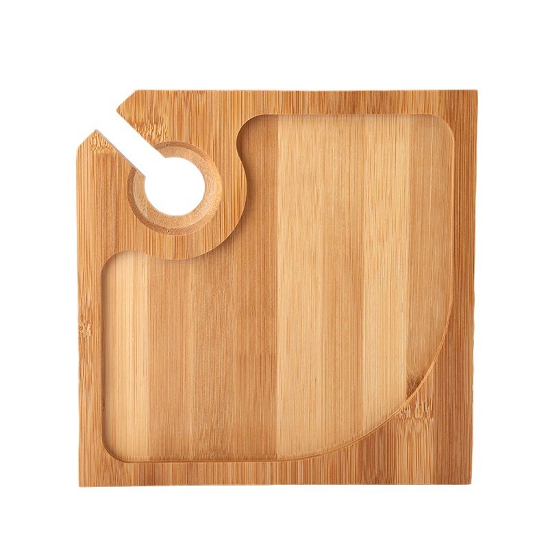 bandeja de bambú multifuncional portavasos de vino portátil y snack platos de aperitivos con portavasos de vino