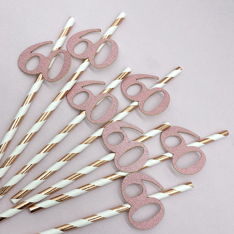 En stock tarjeta digital paja 30 40 50 60 cumpleaños fiesta postre pastel decoración papel paja