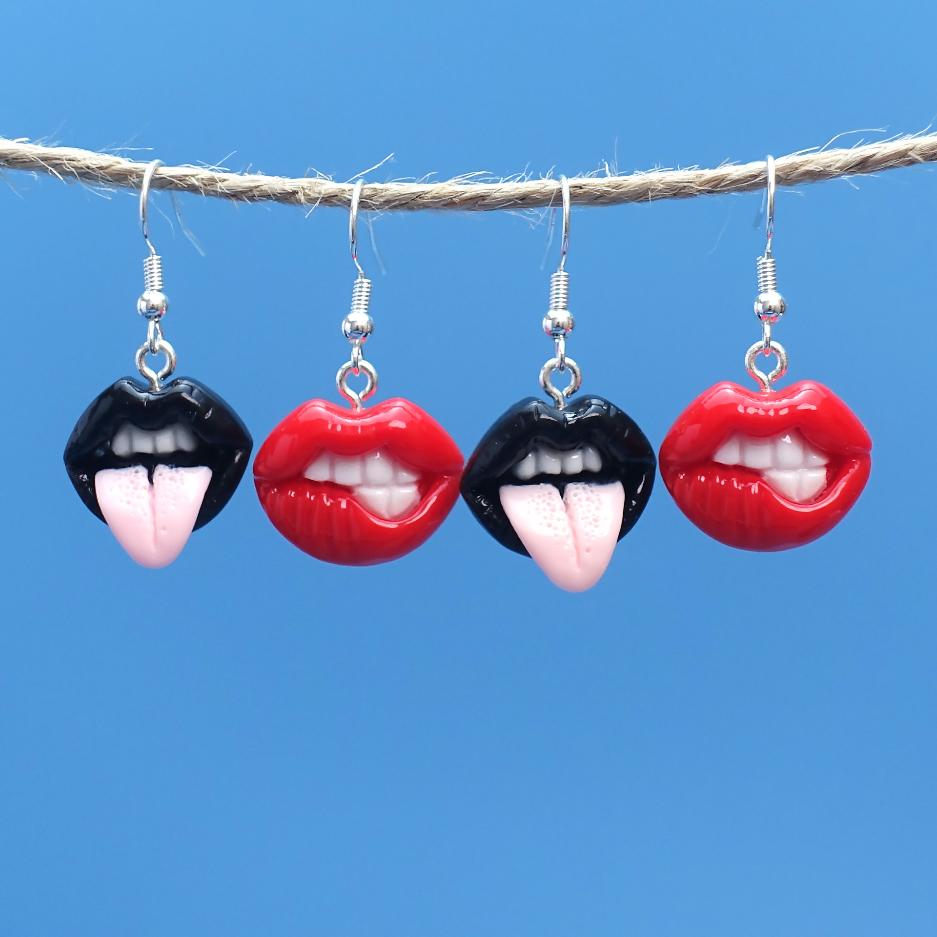 1 Paar Elegant Süss Lippen Überzug Kunststoff Kupfer Versilbert Ohrhaken display picture 1