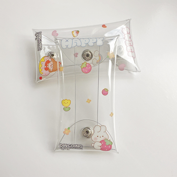 PVC透明盲盒收纳挂包 按扣可爱少女心硬币零钱包 登山扣pv