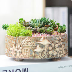 多肉花盆大口徑陶瓷批發特大號粗陶紫砂植物拼盤批發