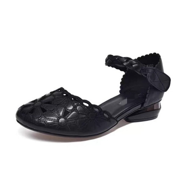 Baotou sandalias de verano para mujeres 2026 sandalias de mediano taco de mediana edad sandalias de cuero suave para madres sandalias de base suave para mujeres casuales cómodas image 5